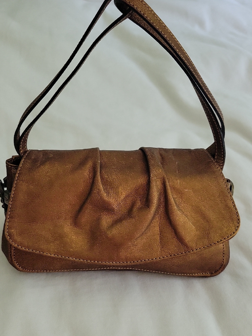 Y2K Mini Bag Bronze East West Metallic Couture Donald J Pliner